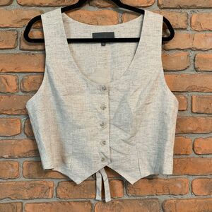 Sunday in Brooklyn Anthropologie Linen Scoop Neck Button Front Vest Size Large